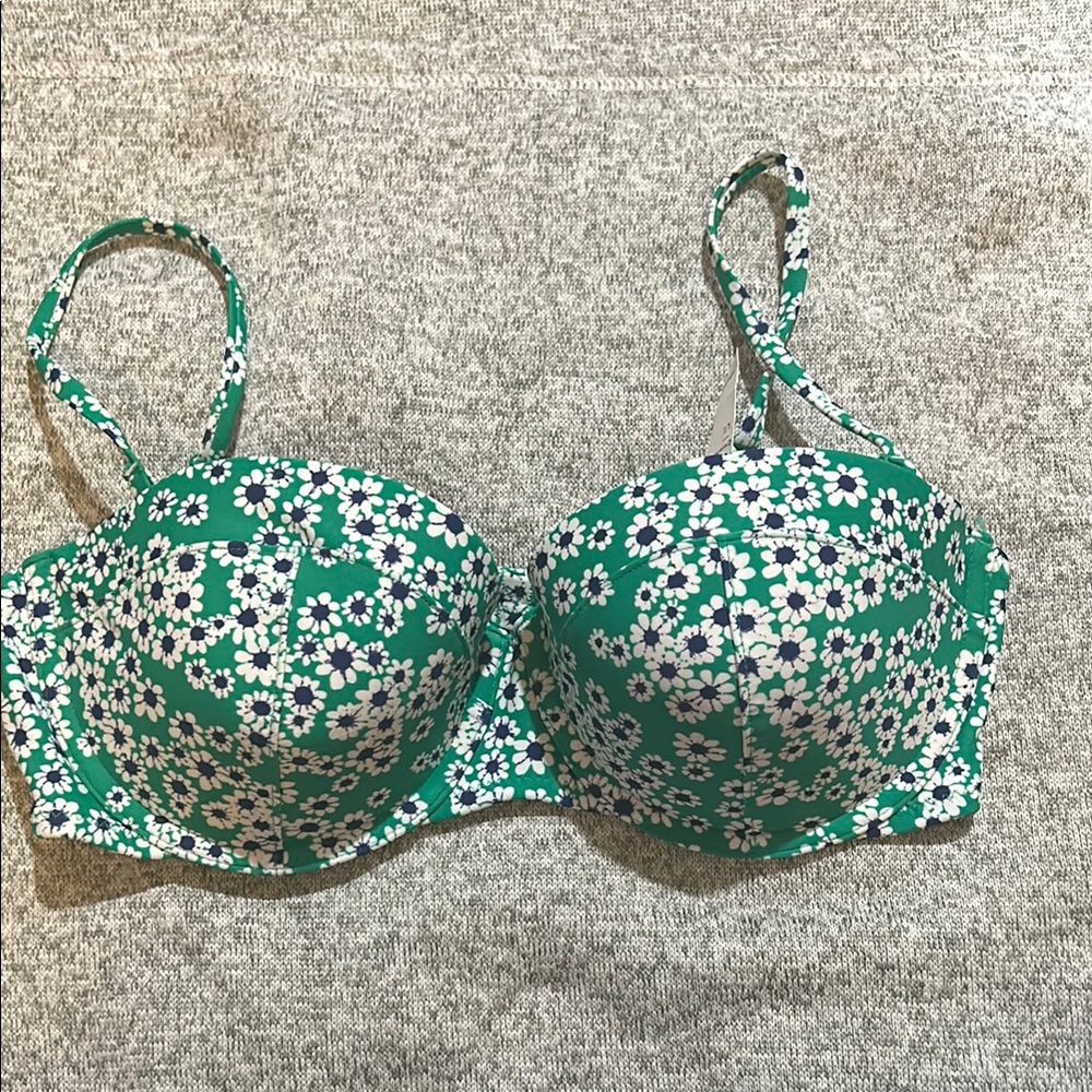 Old Navy Green Floral Bikini Top